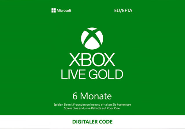 Microsoft Xbox Live Gold 6 Monate Mitgliedschaft
